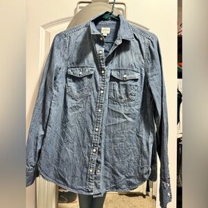 J Crew lightweight denim Western style shirt